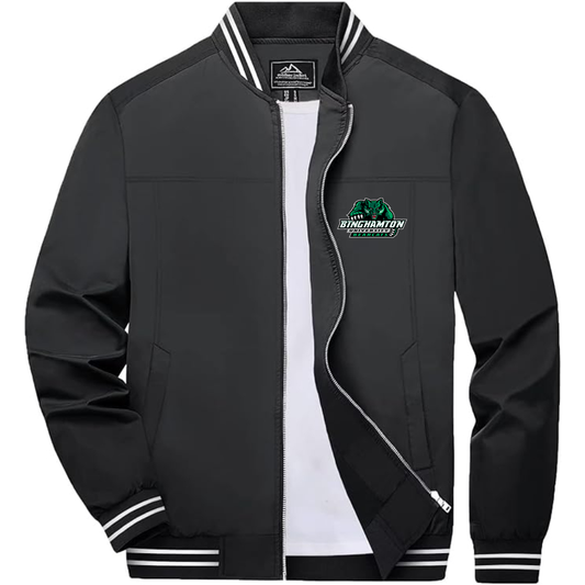 Men's  Binghamton Bearcats  Lightweight Zip-Up Bomber Jacket with Ribbed Collar and Cuffs Versatile Casual Outerwear