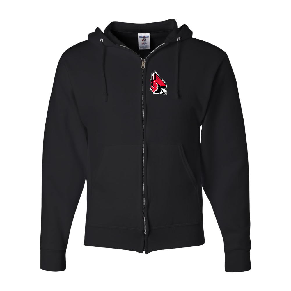 Men's  Ball State Cardinals JERZEES NuBlend Full-Zip Hooded Sweatshirt