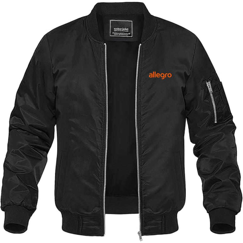 Men's Allegro Logo Lightweight Bomber Jacket Windbreaker Softshell Varsity Jacket Coat