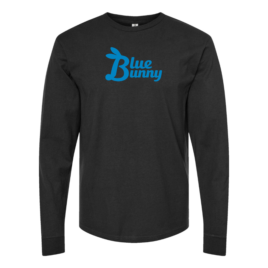Men's Blue Bunny Logo Cotton Long Sleeve T-Shirt