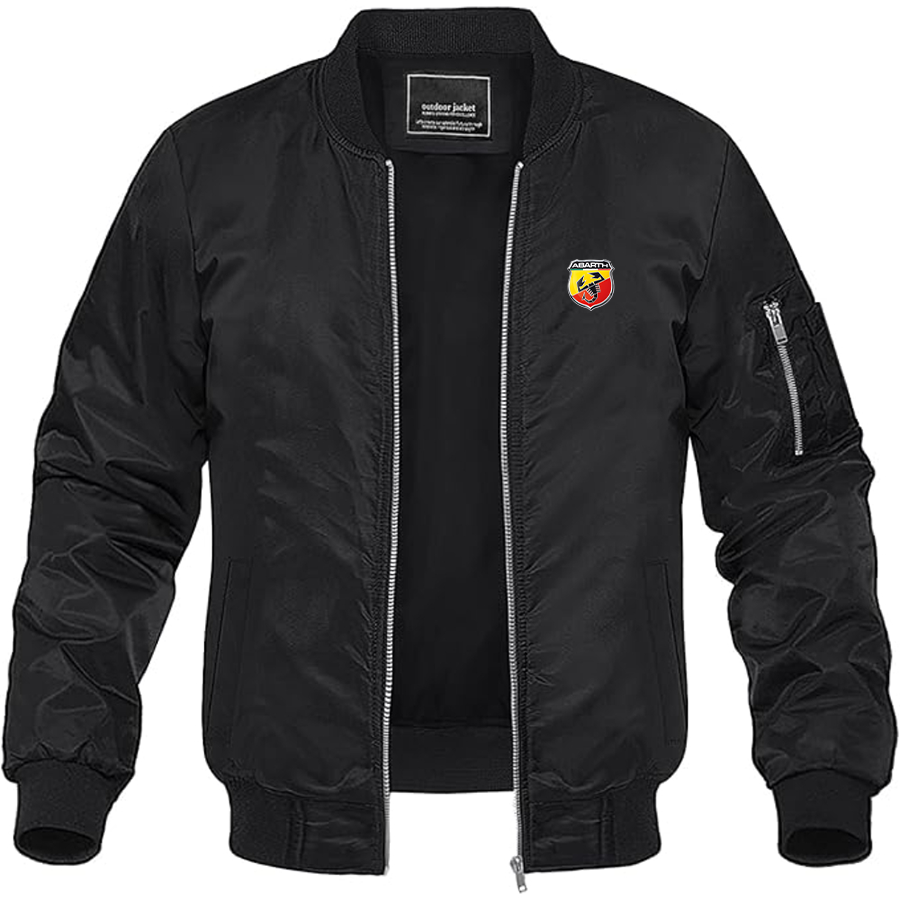 Men's Abarth Logo Lightweight Bomber Jacket Windbreaker Softshell Varsity Jacket Coat