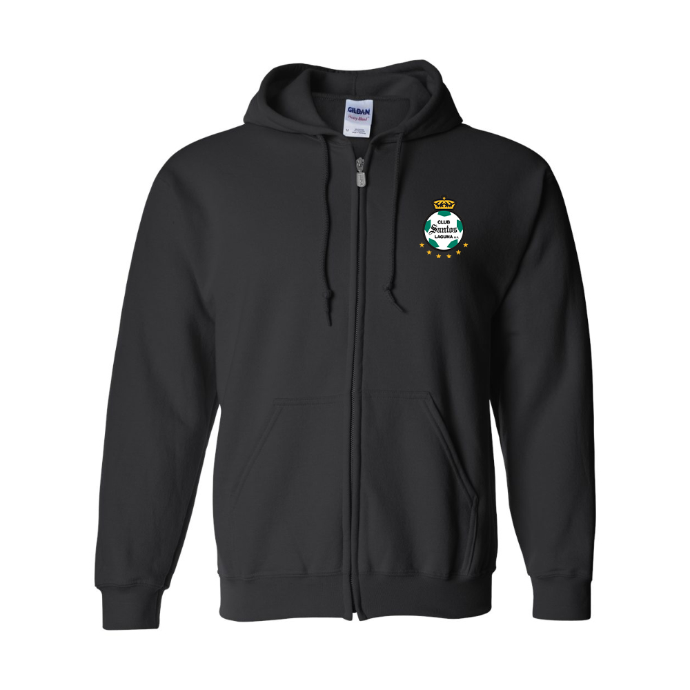 Men's Santos Laguna Soccer Gildan  Heavy Blend Full Zip Hooded Sweatshirt