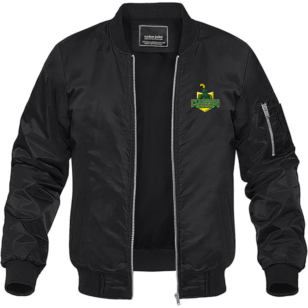 Men's Clarkson Golden Knights Lightweight Bomber Jacket Windbreaker Softshell Varsity Jacket Coat