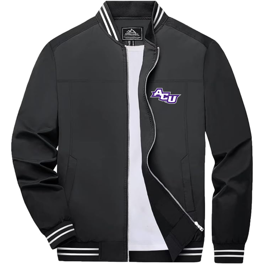 Men's Abilene Christian Wildcats   Lightweight Zip-Up Bomber Jacket with Ribbed Collar and Cuffs Versatile Casual Outerwear