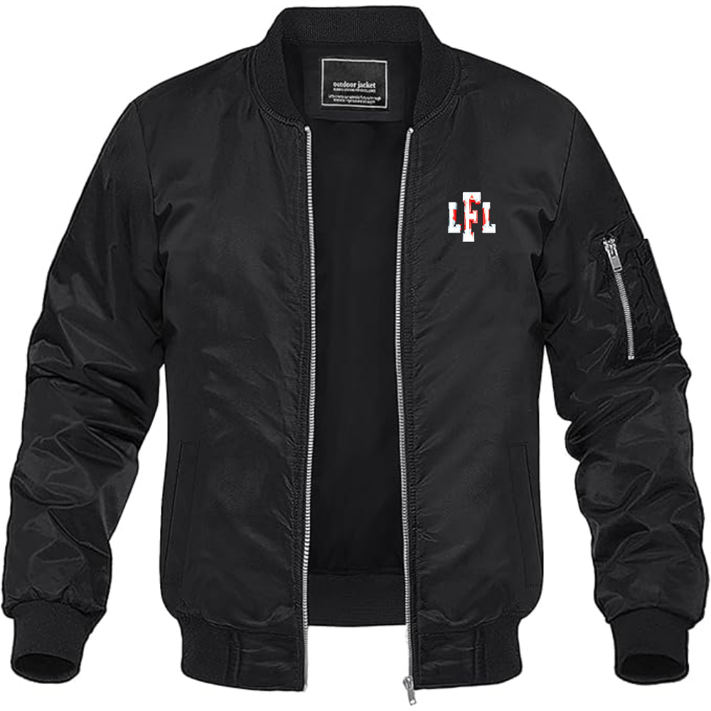 Men's LFL Canada Logo Lightweight Bomber Jacket Windbreaker Softshell Varsity Jacket Coat