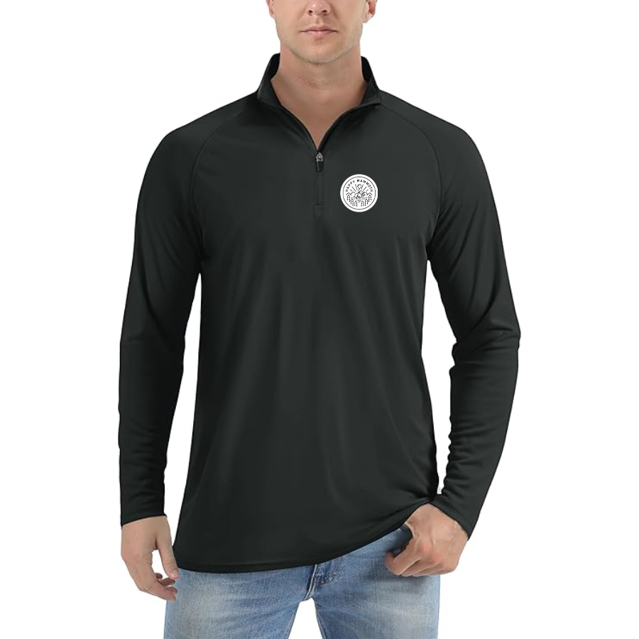 Men's Happy Mammoth Logo Lightweight Quarter-Zip Athletic Shirt Long Sleeve Performance Wear