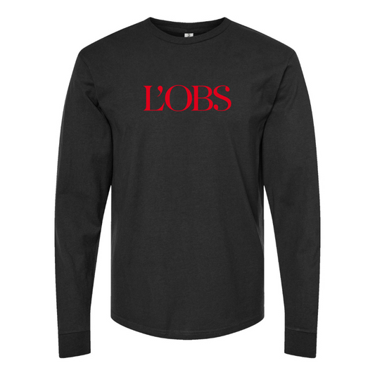 Men's  L'OBS Logo Cotton Long Sleeve T-Shirt