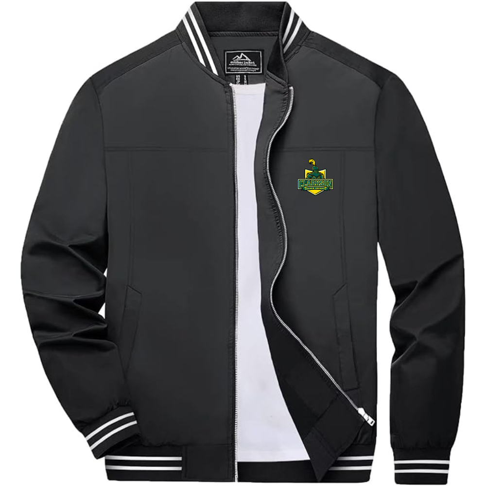 Men's Clarkson Golden Knights Lightweight Zip-Up Bomber Jacket with Ribbed Collar and Cuffs Versatile Casual Outerwear
