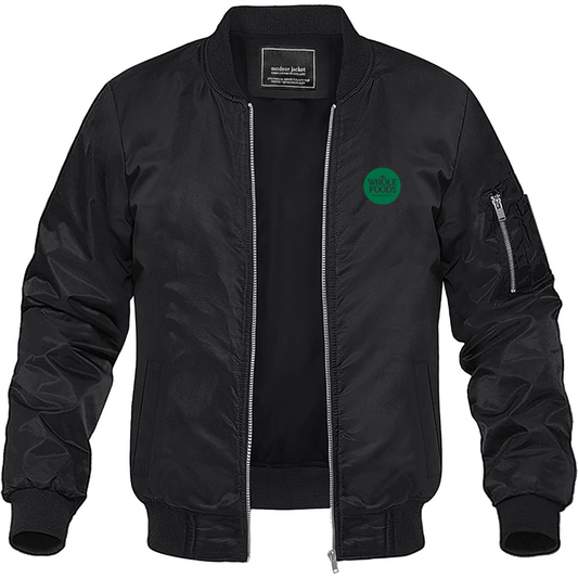 Men's Whole Foods Market Lightweight Bomber Jacket Windbreaker Softshell Varsity Jacket Coat