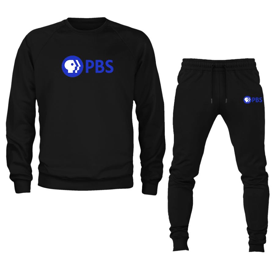 Men's  PBS Blue Crewneck Sweatshirt Joggers Suit