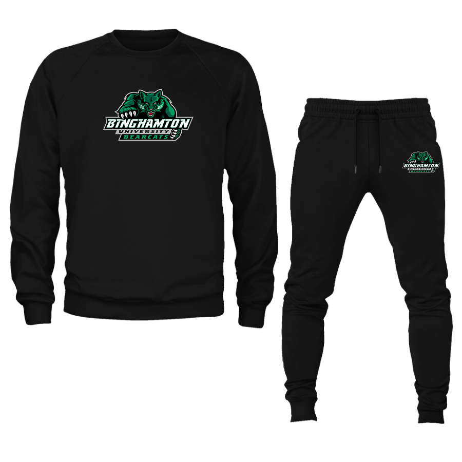 Men's Binghamton Bearcats Crewneck Sweatshirt Joggers Suit