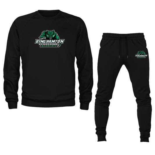 Men's Binghamton Bearcats Crewneck Sweatshirt Joggers Suit