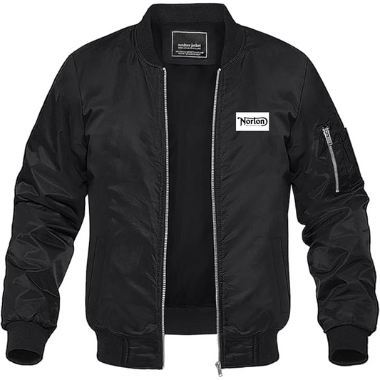 Men's Norton Logo Lightweight Bomber Jacket Windbreaker Softshell Varsity Jacket Coat