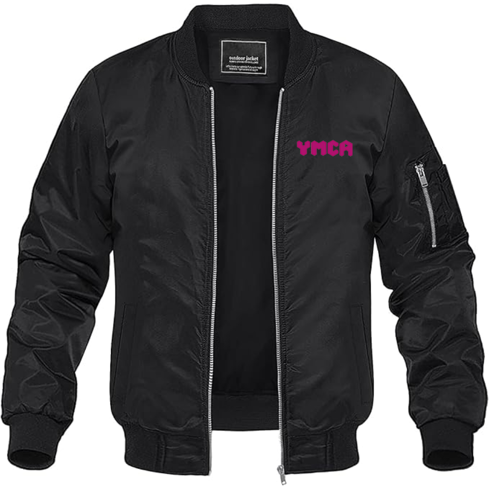 Men's  YMCA Mauve Lightweight Bomber Jacket Windbreaker Softshell Varsity Jacket Coat