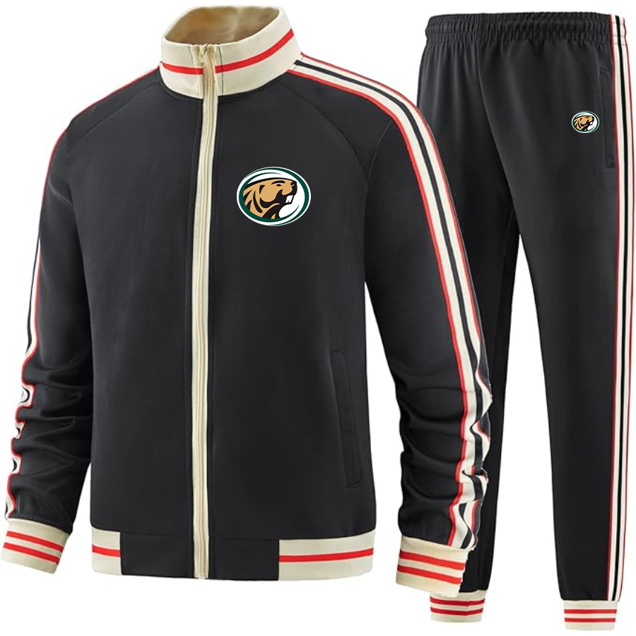 Men's Bemidji State Beavers Two Piece Designer Tracksuit with Bold Striped Accents and Zippered Front Elevated Athletic Wear