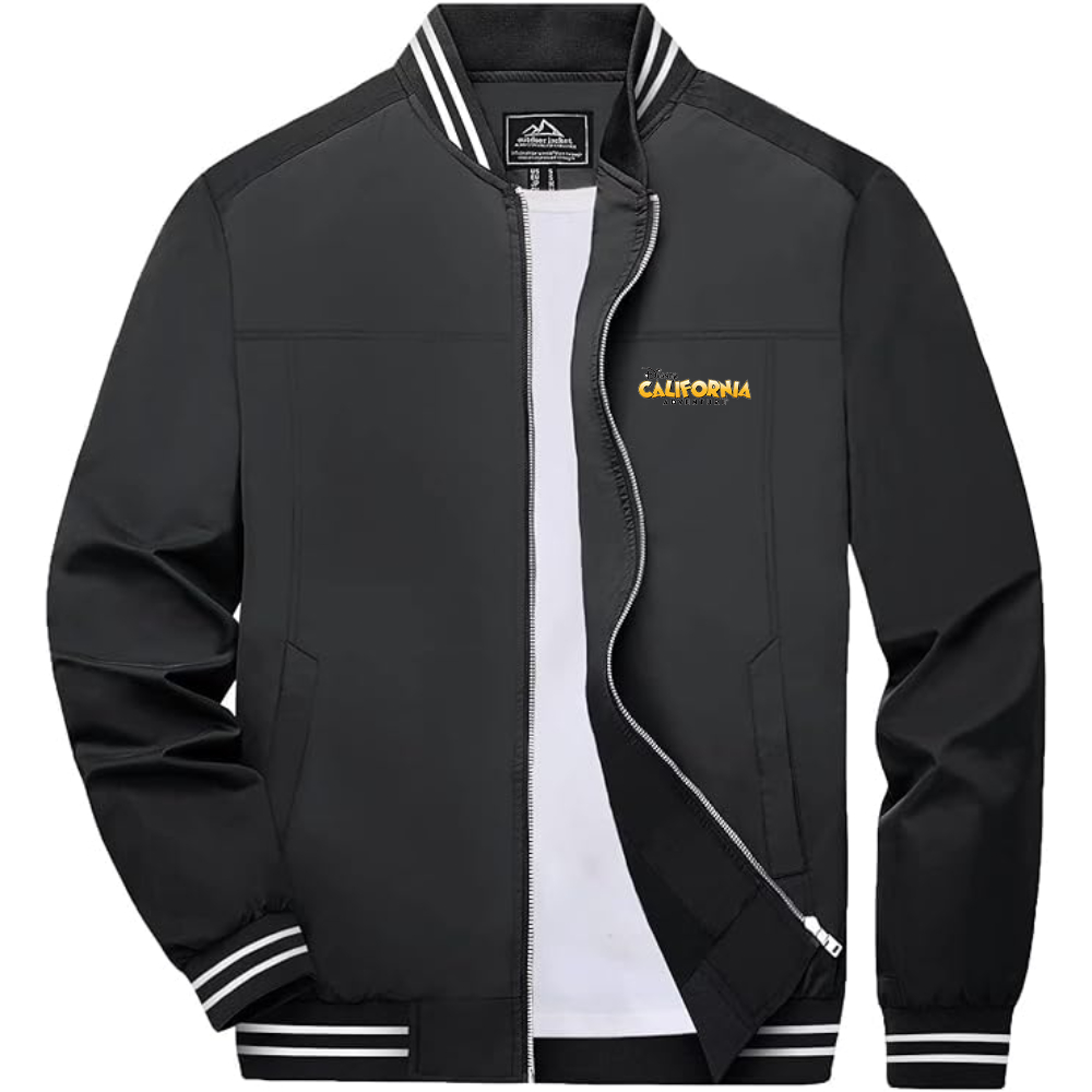 Men's  Disney California Adventure Lightweight Zip-Up Bomber Jacket with Ribbed Collar and Cuffs Versatile Casual Outerwear