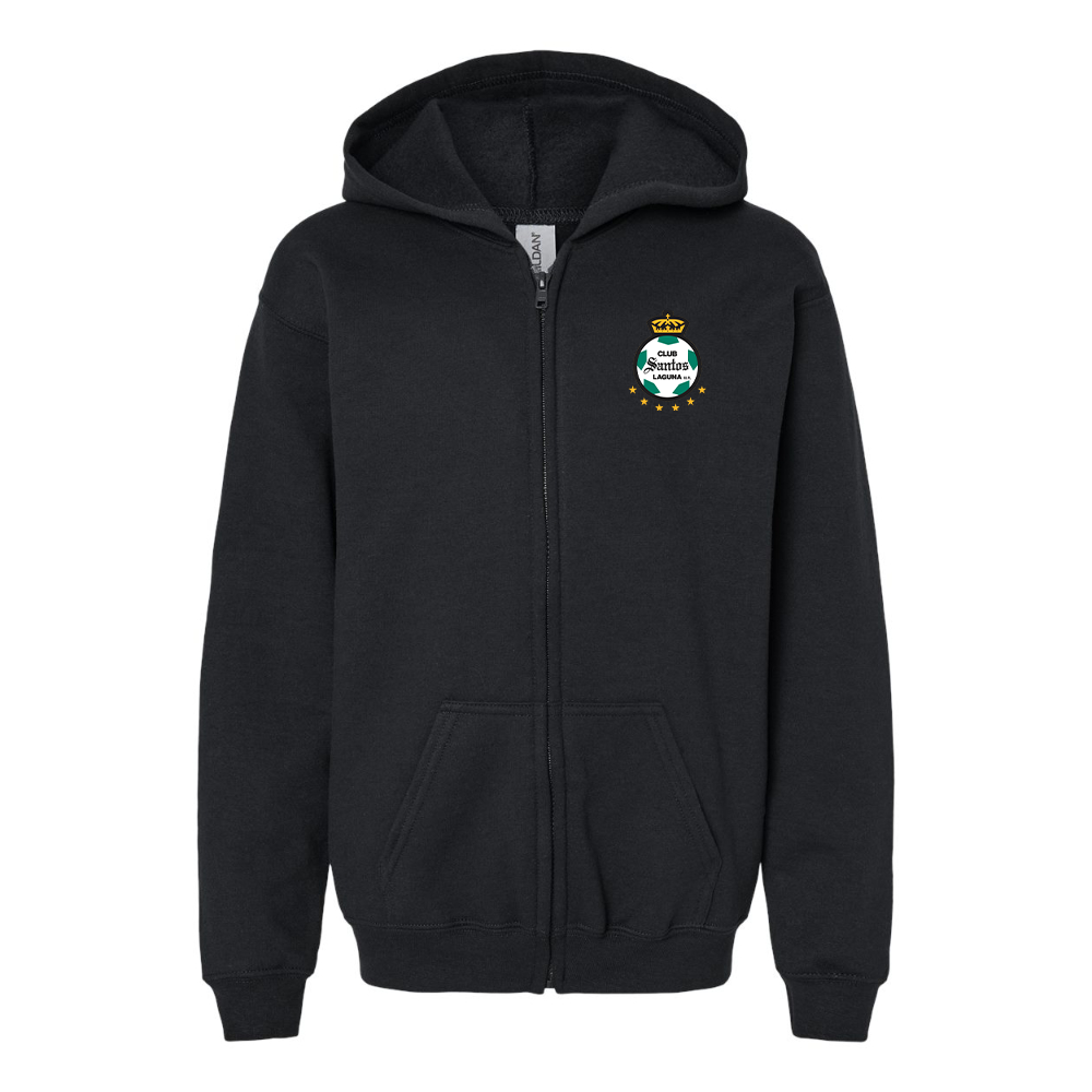 Gildan Heavy Blend Youth Santos Laguna SoccerFull Zip Hooded Sweatshirt