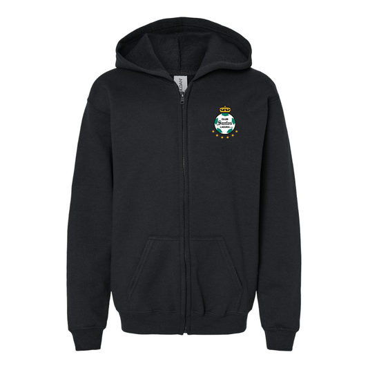 Gildan Heavy Blend Youth Santos Laguna SoccerFull Zip Hooded Sweatshirt