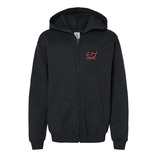 Youth Central Michigan Chippewas Gildan Heavy Blend Full Zip Hooded Sweatshirt