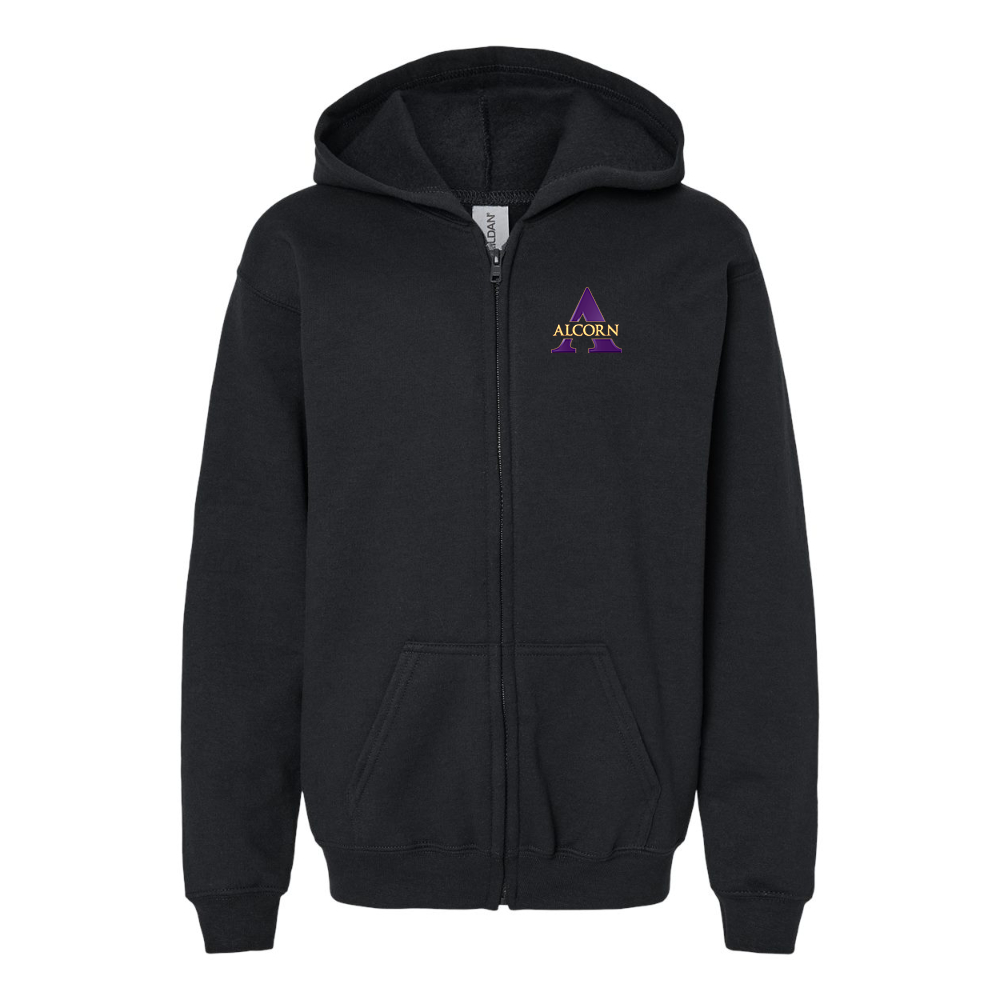 Gildan Heavy Blend Youth Alcorn State Braves Full Zip Hooded Sweatshirt