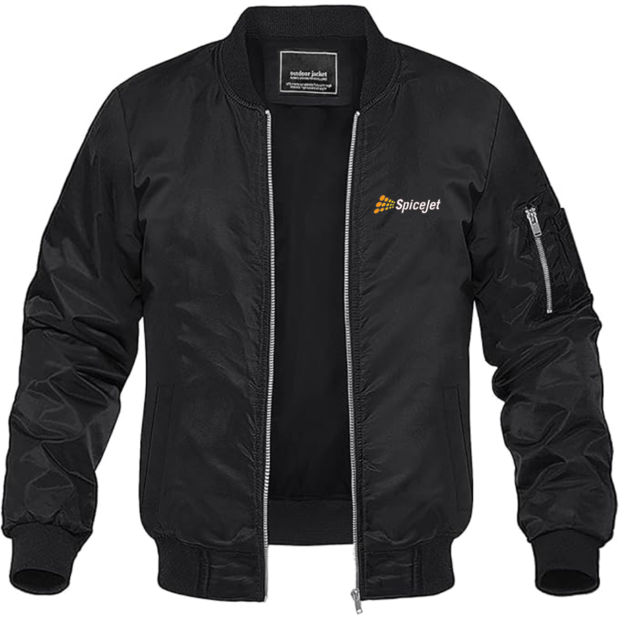 Men's SpiceJet Logo  Lightweight Bomber Jacket Windbreaker Softshell Varsity Jacket Coat