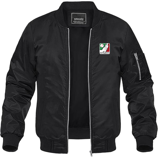 Men's  Italian Baseball League Logo Lightweight Bomber Jacket Windbreaker Softshell Varsity Jacket Coat