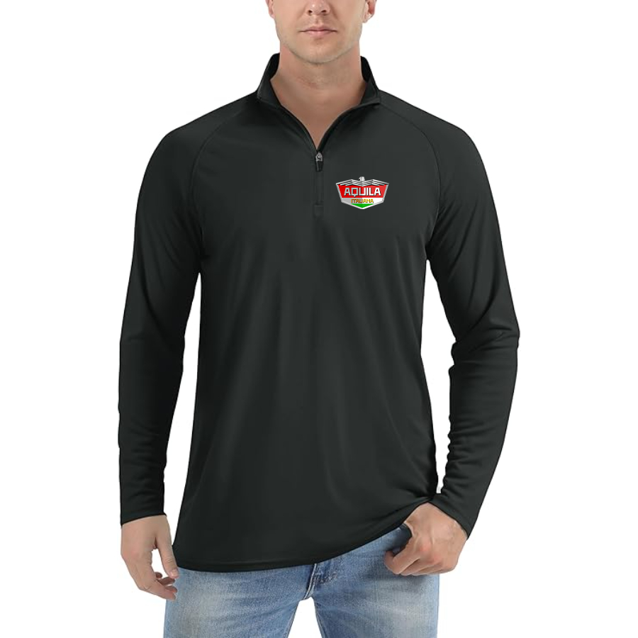 Men's Aquila Italiana  Logo Lightweight Quarter-Zip Athletic Shirt Long Sleeve Performance Wear