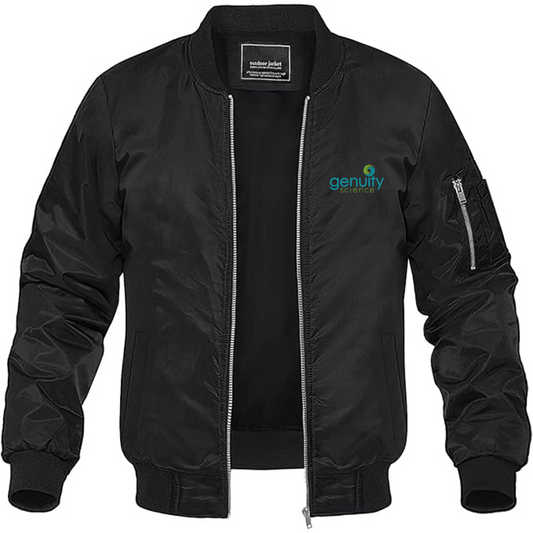 Men's Genuity Science Logo Lightweight Bomber Jacket Windbreaker Softshell Varsity Jacket Coat