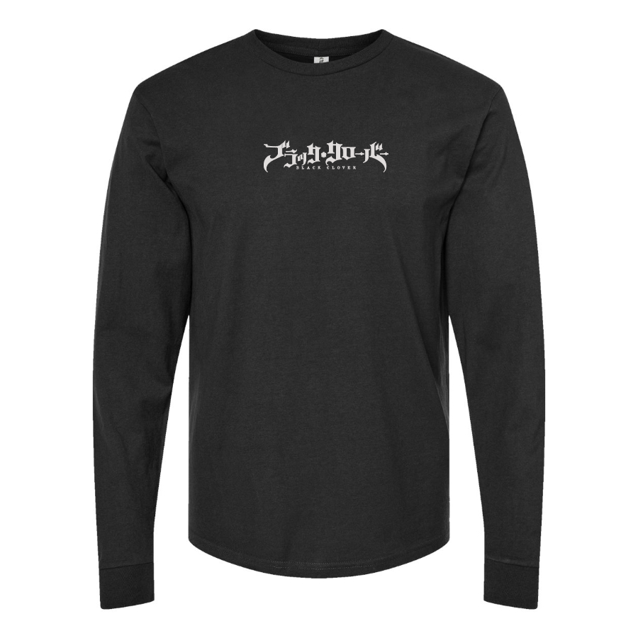 Men's Black Clover Logo Cotton Long Sleeve T-Shirt