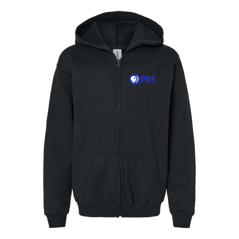 Youth PBS Blue Gildan Heavy Blend Full Zip Hooded Sweatshirt