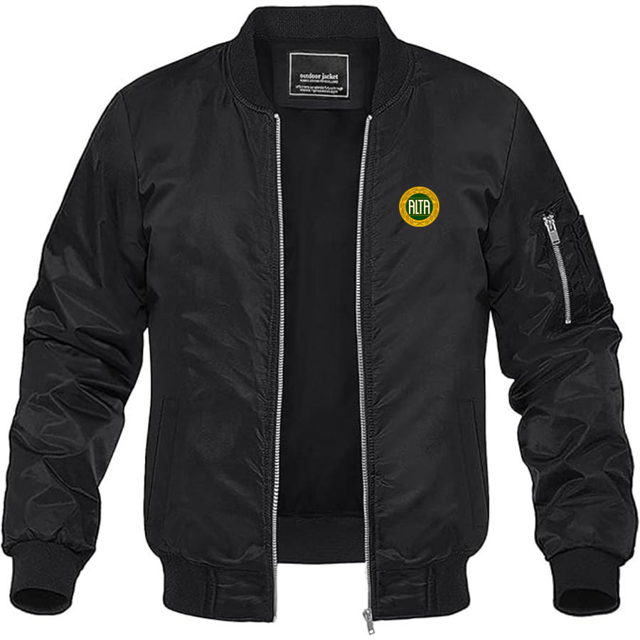 Men's Alta Automobile Logo Lightweight Bomber Jacket Windbreaker Softshell Varsity Jacket Coat