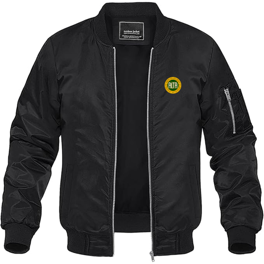 Men's Alta Automobile Logo Lightweight Bomber Jacket Windbreaker Softshell Varsity Jacket Coat