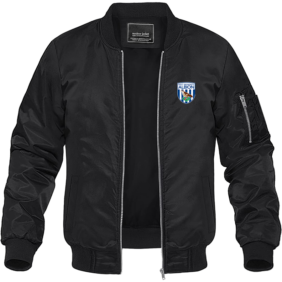Men's West Bromwich Albion Soccer Lightweight Bomber Jacket Windbreaker Softshell Varsity Jacket Coat