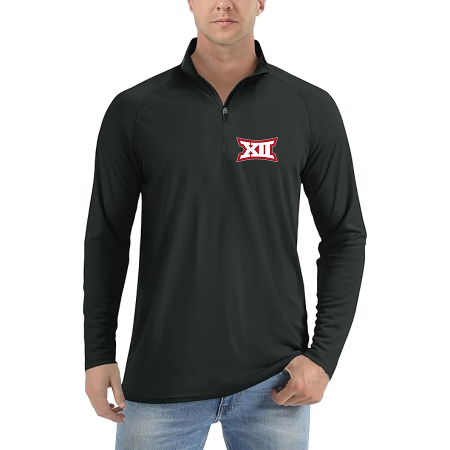 Men's Big 12 Conference Lightweight Quarter-Zip Athletic Shirt Long Sleeve Performance Wear