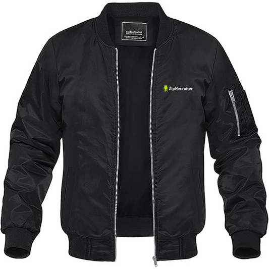 Men's ZipRecruiter Logo Lightweight Bomber Jacket Windbreaker Softshell Varsity Jacket Coat
