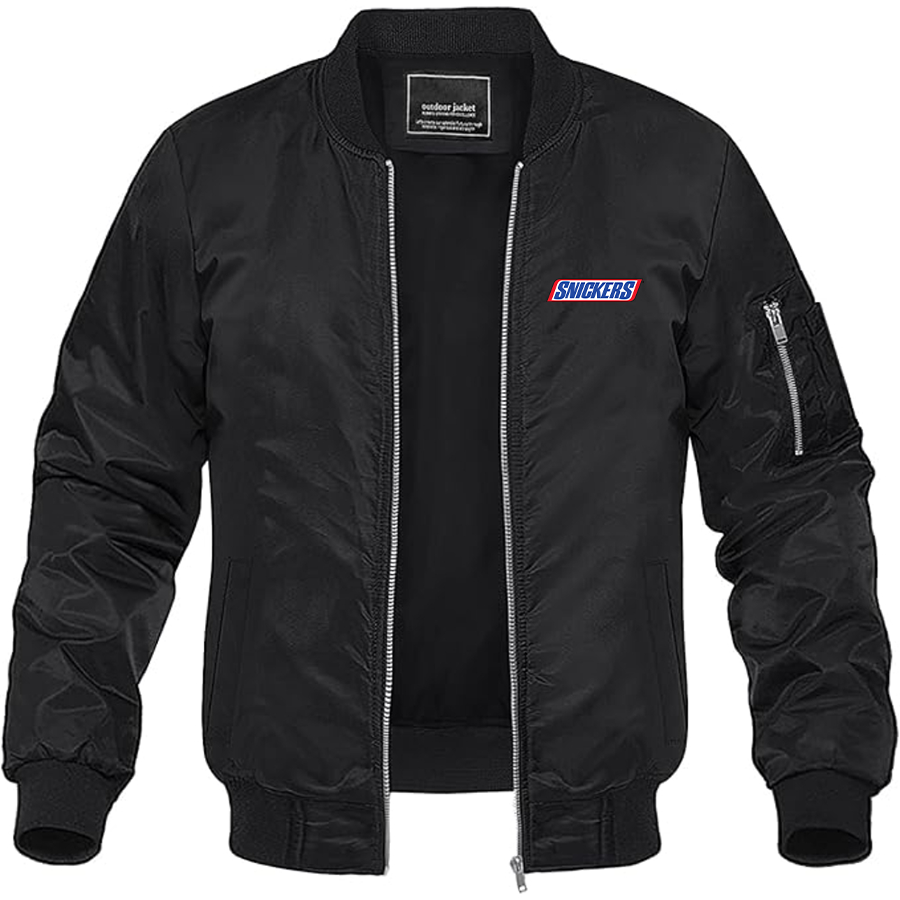 Men's  Snickers Logo Lightweight Bomber Jacket Windbreaker Softshell Varsity Jacket Coat