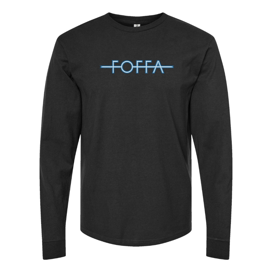 Men's Foffa Blue Logo Cotton Long Sleeve T-Shirt