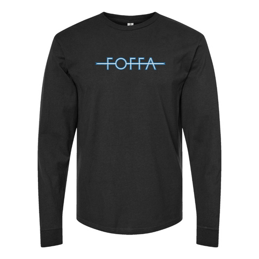 Men's Foffa Blue Logo Cotton Long Sleeve T-Shirt