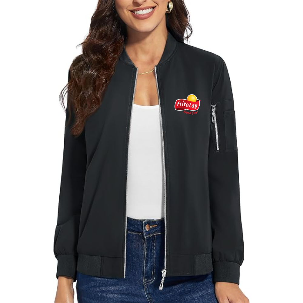 Women's Frito Lay Premium Bomber Jacket with Polished Detailing and Functional Sleeve Pocket Modern Luxury Outerwear
