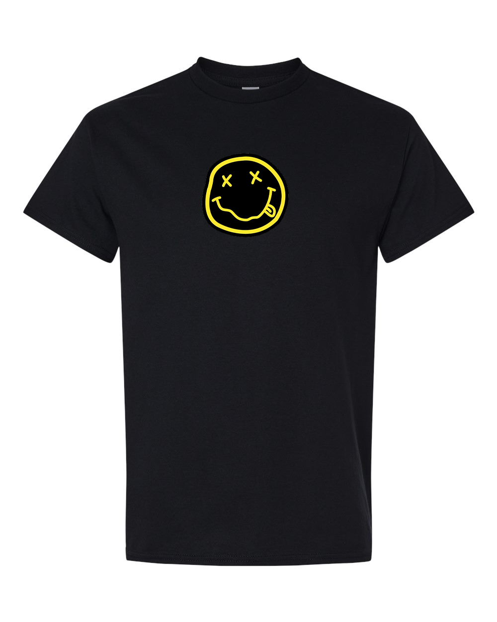 Men's Nirvana Yellow and Black Face Gildan Heavy Cotton T-Shirt