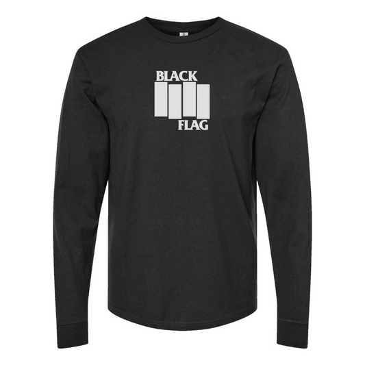 Men's Black Flag Logo Cotton Long Sleeve T-Shirt