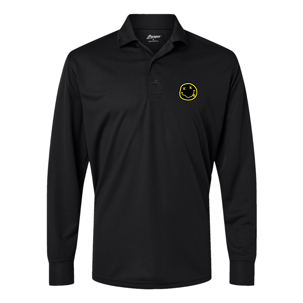 Men's Nirvana Yellow and Black Face Paragon Prescott Long Sleeve Polo