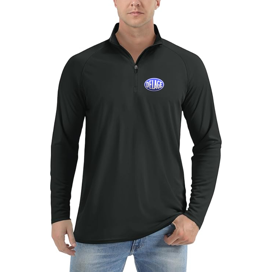 Men's Delage Logo  Lightweight Quarter-Zip Athletic Shirt Long Sleeve Performance Wear