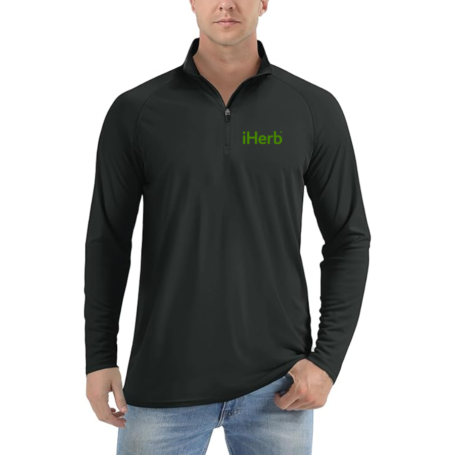 Men's iHerb Logo Lightweight Quarter-Zip Athletic Shirt Long Sleeve Performance Wear
