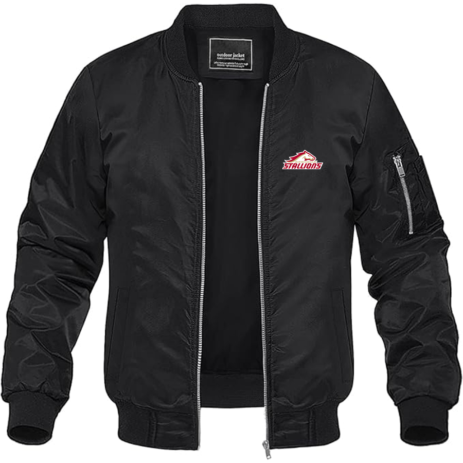 Men's Birmingham Stallions Logo Lightweight Bomber Jacket Windbreaker Softshell Varsity Jacket Coat
