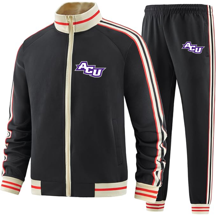 Men's Abilene Christian Wildcats    Two Piece Designer Tracksuit with Bold Striped Accents and Zippered Front Elevated Athletic Wear