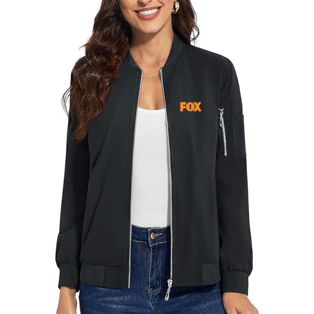 Women's  Fox  Premium Bomber Jacket with Polished Detailing and Functional Sleeve Pocket Modern Luxury Outerwear