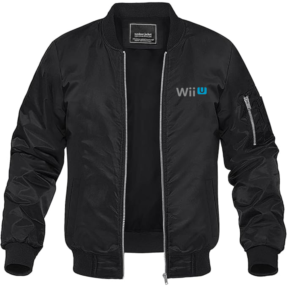 Men's Wii-U Logo Lightweight Bomber Jacket Windbreaker Softshell Varsity Jacket Coat