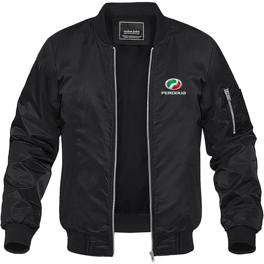 Men's Perodua Logo Lightweight Bomber Jacket Windbreaker Softshell Varsity Jacket Coat
