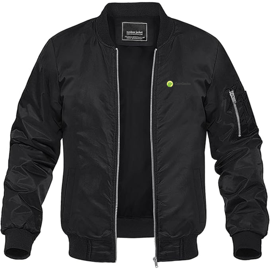 Men's CoinGecko Logo Lightweight Bomber Jacket Windbreaker Softshell Varsity Jacket Coat